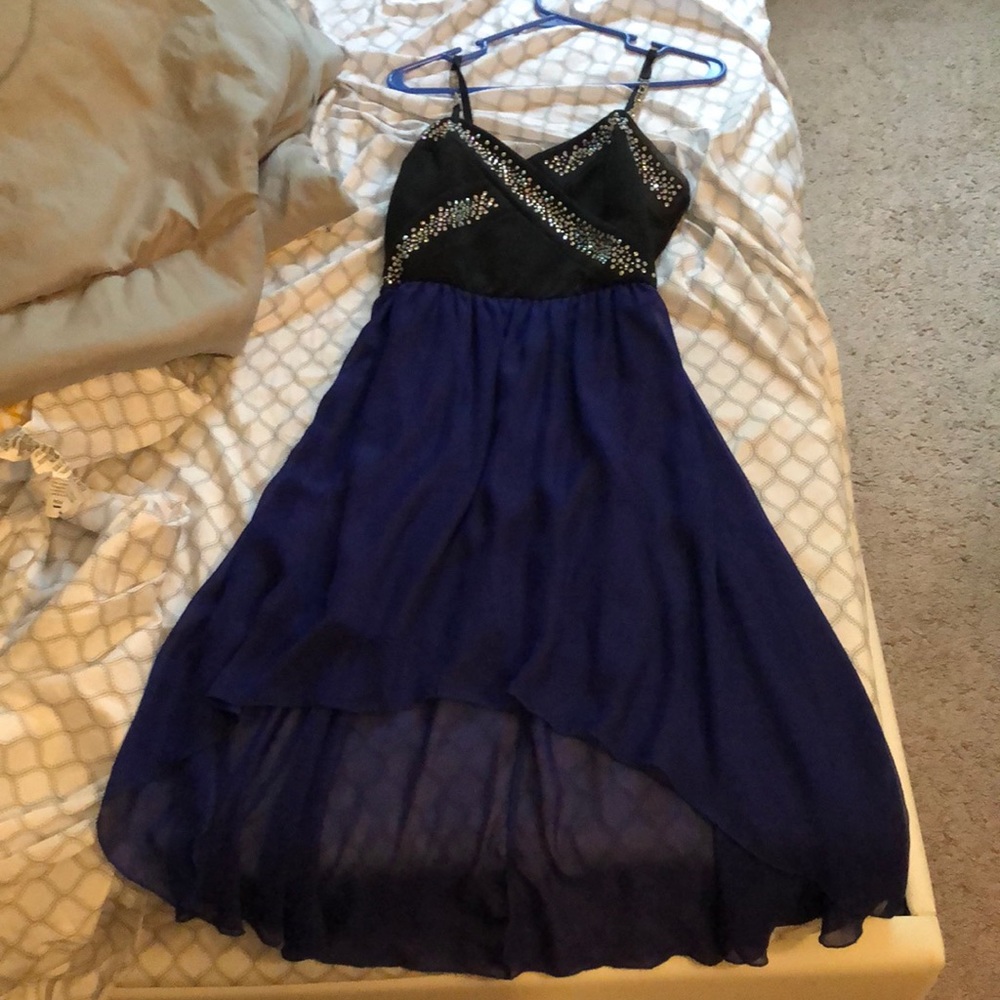 Black and blue high low dress